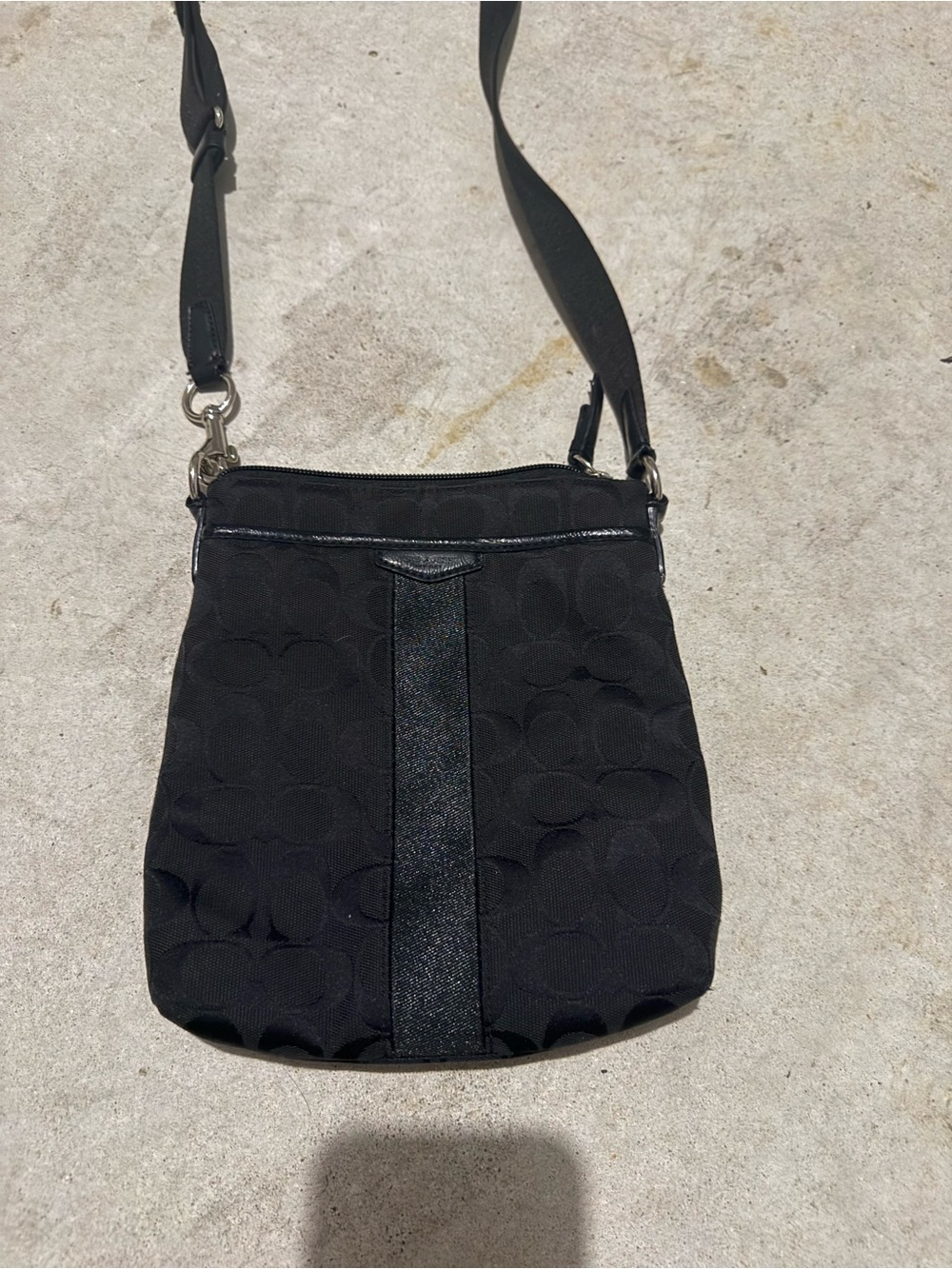 Coach Black Signature Jacquard Crossbody Bag